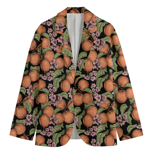 Apricot And Flower Pattern Print Men's Blazer
