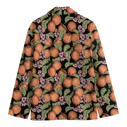 Apricot And Flower Pattern Print Men's Blazer