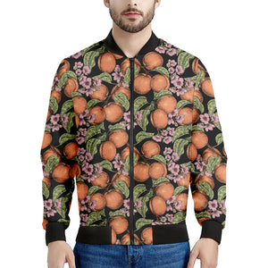 Apricot And Flower Pattern Print Men's Bomber Jacket