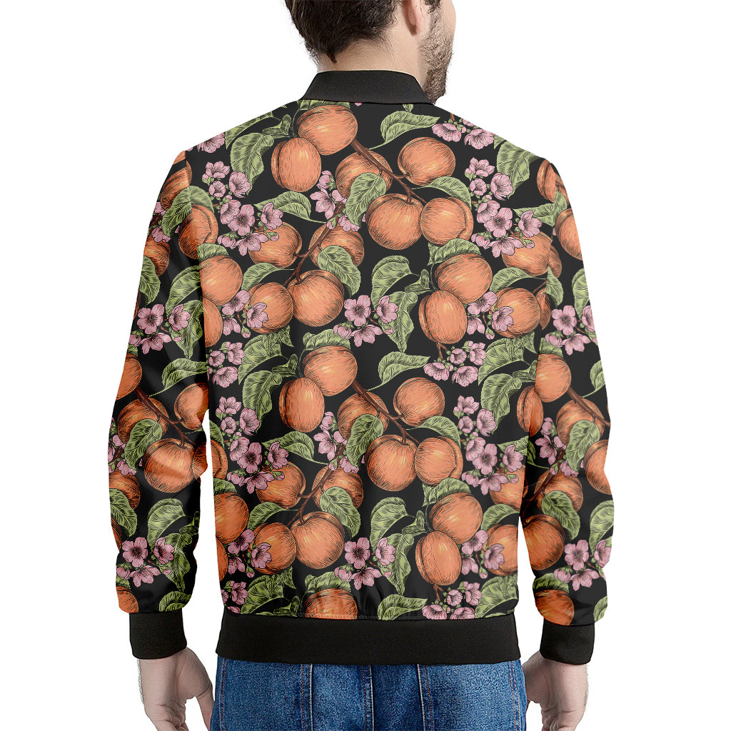 Apricot And Flower Pattern Print Men's Bomber Jacket