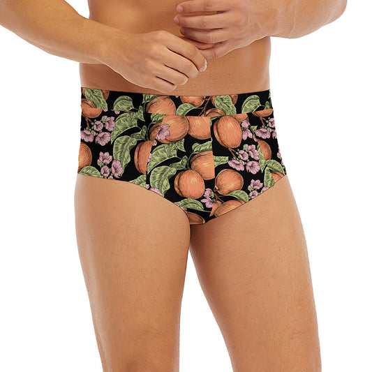 Apricot And Flower Pattern Print Men's Briefs