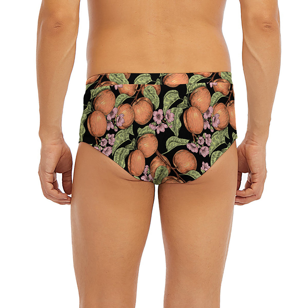 Apricot And Flower Pattern Print Men's Briefs