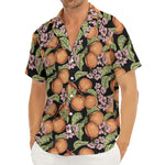 Apricot And Flower Pattern Print Men's Deep V-Neck Shirt