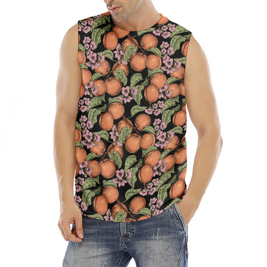 Apricot And Flower Pattern Print Men's Fitness Tank Top