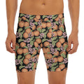Apricot And Flower Pattern Print Men's Long Boxer Briefs