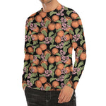 Apricot And Flower Pattern Print Men's Long Sleeve Rash Guard