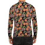 Apricot And Flower Pattern Print Men's Long Sleeve Rash Guard