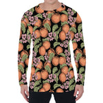 Apricot And Flower Pattern Print Men's Long Sleeve T-Shirt