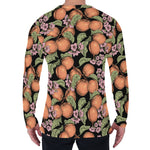 Apricot And Flower Pattern Print Men's Long Sleeve T-Shirt