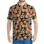Apricot And Flower Pattern Print Men's Polo Shirt