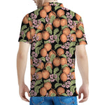 Apricot And Flower Pattern Print Men's Polo Shirt