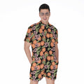 Apricot And Flower Pattern Print Men's Romper