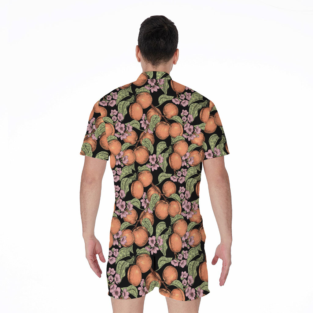 Apricot And Flower Pattern Print Men's Rompers