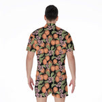Apricot And Flower Pattern Print Men's Rompers