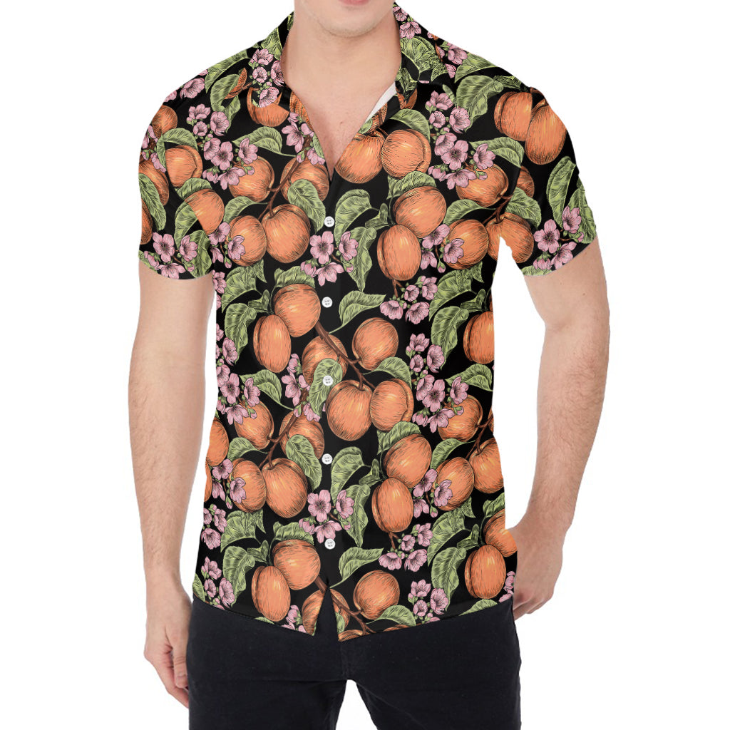 Apricot And Flower Pattern Print Men's Shirt