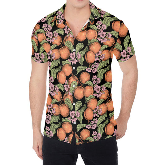 Apricot And Flower Pattern Print Men's Shirt