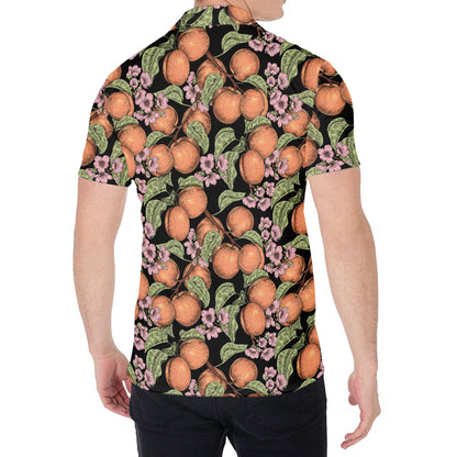 Apricot And Flower Pattern Print Men's Shirt