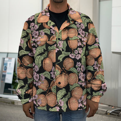 Apricot And Flower Pattern Print Men's Shirt Jacket
