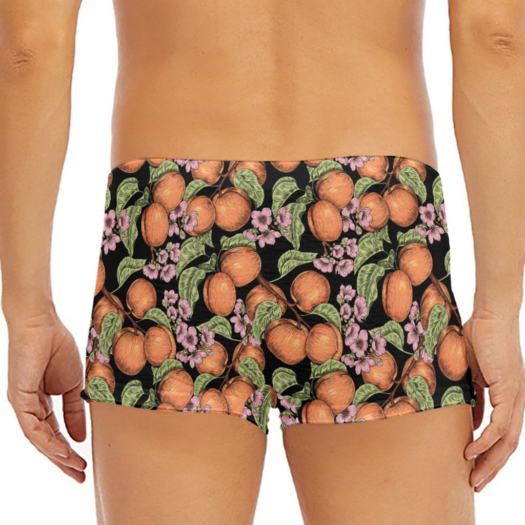 Apricot And Flower Pattern Print Men's Short Boxer Briefs