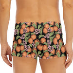 Apricot And Flower Pattern Print Men's Short Boxer Briefs