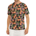 Apricot And Flower Pattern Print Men's Short Sleeve Rash Guard