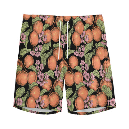 Apricot And Flower Pattern Print Men's Sports Shorts