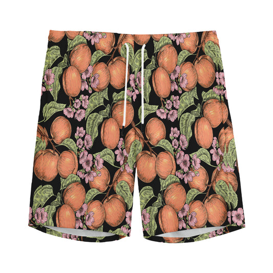 Apricot And Flower Pattern Print Men's Sports Shorts