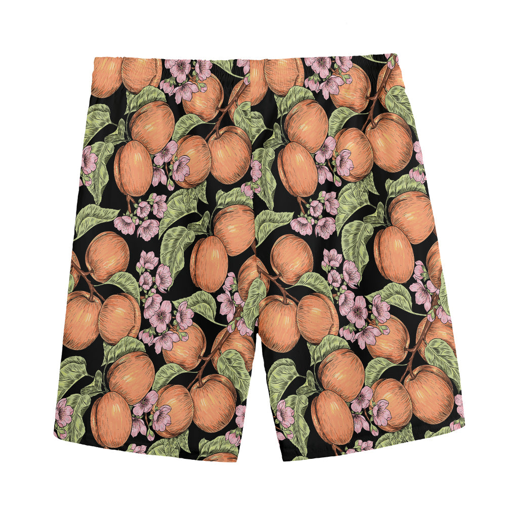 Apricot And Flower Pattern Print Men's Sports Shorts
