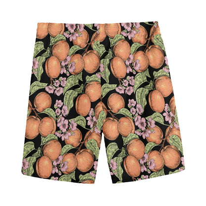 Apricot And Flower Pattern Print Men's Sports Shorts