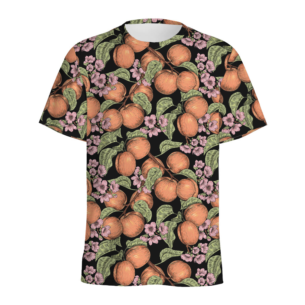 Apricot And Flower Pattern Print Men's Sports T-Shirt