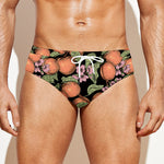 Apricot And Flower Pattern Print Men's Swim Briefs