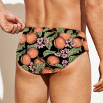 Apricot And Flower Pattern Print Men's Swim Briefs