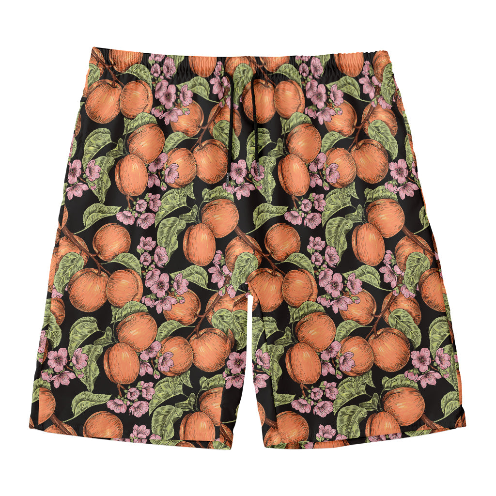 Apricot And Flower Pattern Print Men's Swim Trunks