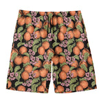 Apricot And Flower Pattern Print Men's Swim Trunks