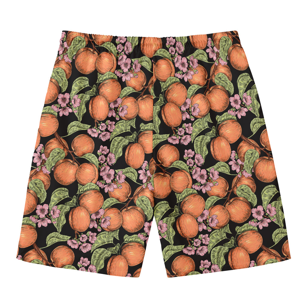 Apricot And Flower Pattern Print Men's Swim Trunks