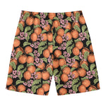 Apricot And Flower Pattern Print Men's Swim Trunks