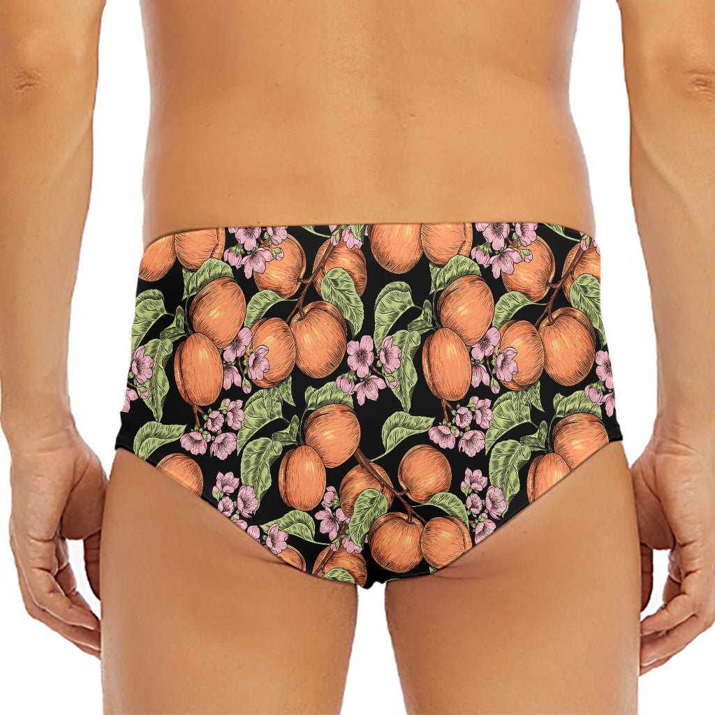 Apricot And Flower Pattern Print Men's Triangle Swim Briefs