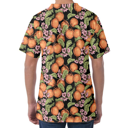 Apricot And Flower Pattern Print Men's Velvet T-Shirt
