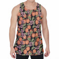 Apricot And Flower Pattern Print Men's Velvet Tank Top