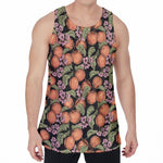 Apricot And Flower Pattern Print Men's Velvet Tank Top