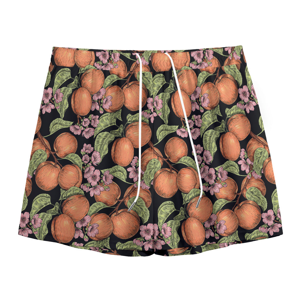 Apricot And Flower Pattern Print Mesh Shorts