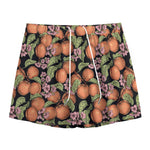 Apricot And Flower Pattern Print Mesh Shorts