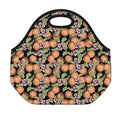 Apricot And Flower Pattern Print Neoprene Lunch Bag