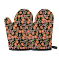 Apricot And Flower Pattern Print Oven Mitts