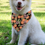 Apricot And Flower Pattern Print Over The Collar Dog Bandana