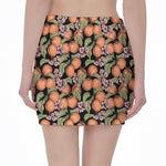 Apricot And Flower Pattern Print Pencil Mini Skirt