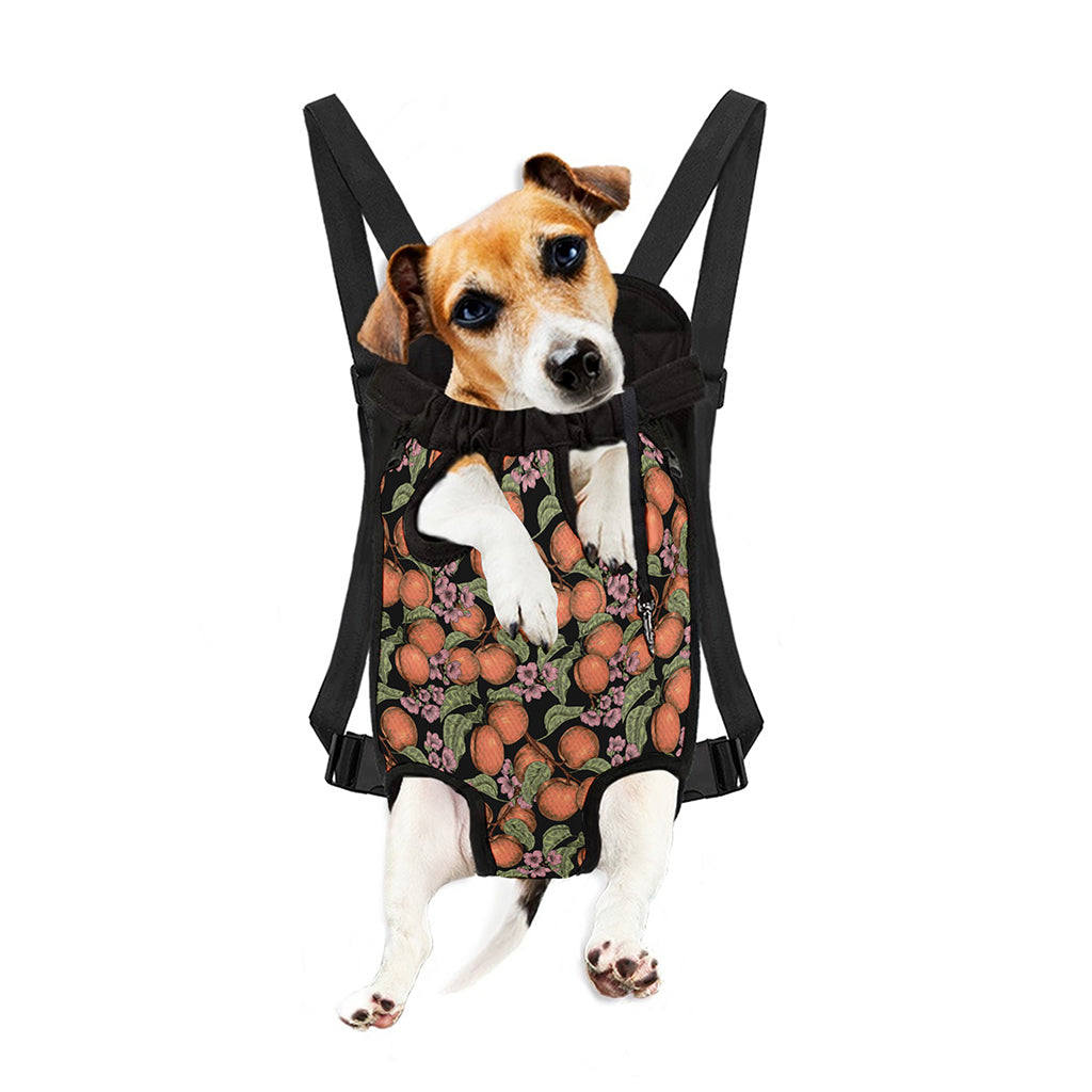 Apricot And Flower Pattern Print Pet Carrier Backpack
