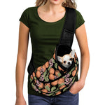 Apricot And Flower Pattern Print Pet Sling Carrier