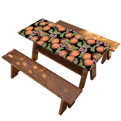 Apricot And Flower Pattern Print Picnic Table Cover
