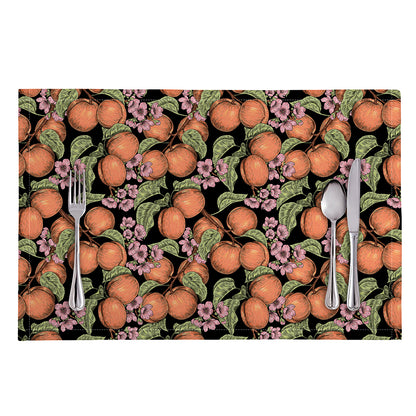 Apricot And Flower Pattern Print Placemat